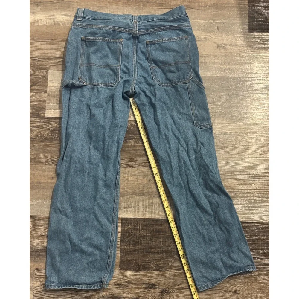 Blue Mountain Mens Carpenter Jeans Medium Wash Denim Hammer Loop Workwear 34x29